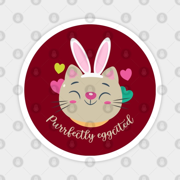 Purrfectly Eggcited Easter Cat Magnet by DesignerDeskStd